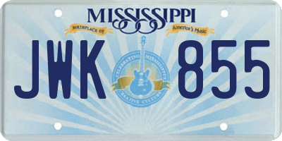 MS license plate JWK855