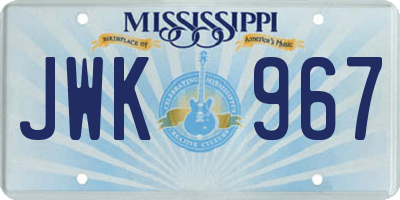 MS license plate JWK967