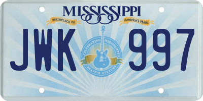 MS license plate JWK997