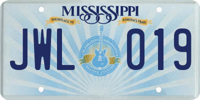 MS license plate JWL019