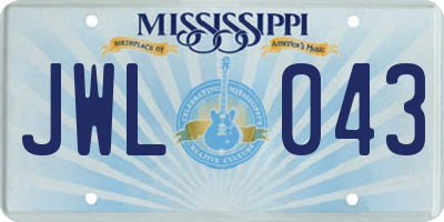 MS license plate JWL043