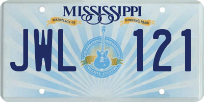 MS license plate JWL121