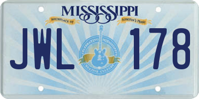 MS license plate JWL178