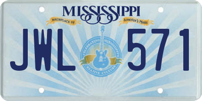 MS license plate JWL571