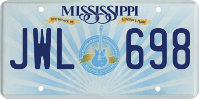 MS license plate JWL698
