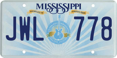 MS license plate JWL778