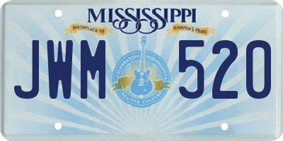 MS license plate JWM520