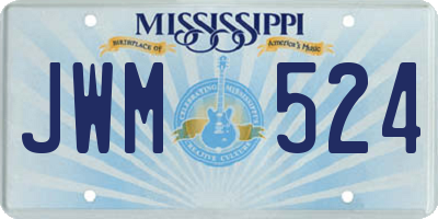 MS license plate JWM524