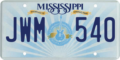 MS license plate JWM540