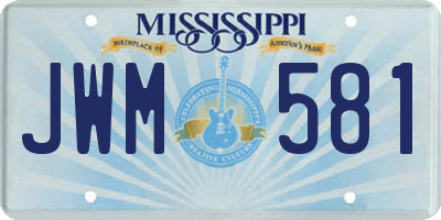 MS license plate JWM581