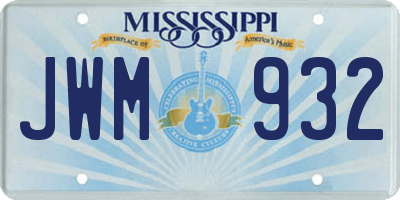 MS license plate JWM932