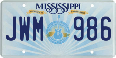 MS license plate JWM986