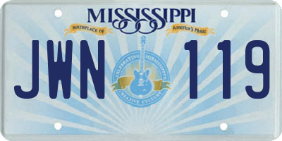MS license plate JWN119