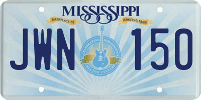 MS license plate JWN150