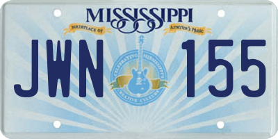 MS license plate JWN155
