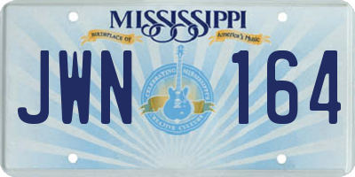 MS license plate JWN164