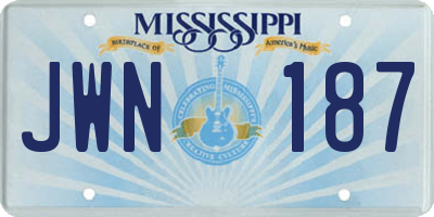 MS license plate JWN187