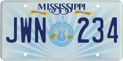 MS license plate JWN234