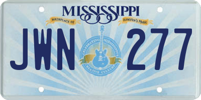 MS license plate JWN277