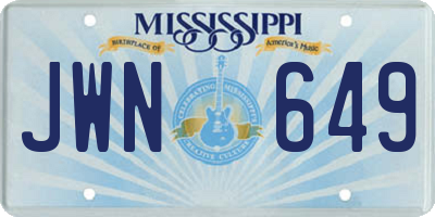 MS license plate JWN649
