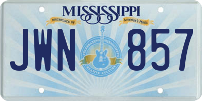 MS license plate JWN857
