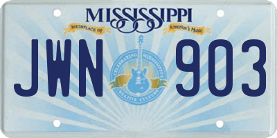 MS license plate JWN903