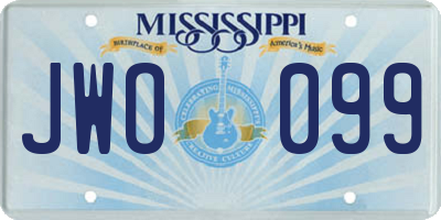 MS license plate JWO099