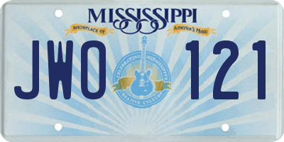 MS license plate JWO121