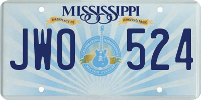MS license plate JWO524
