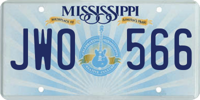 MS license plate JWO566