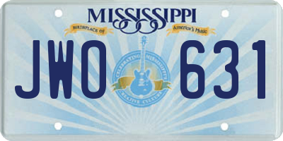 MS license plate JWO631