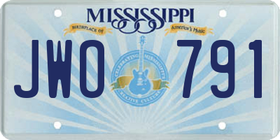 MS license plate JWO791