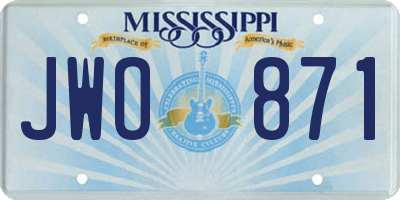 MS license plate JWO871