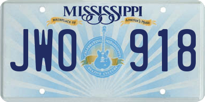 MS license plate JWO918