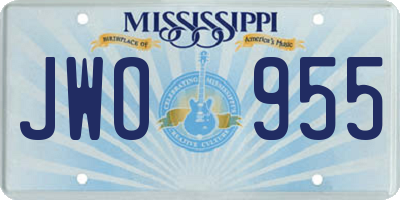 MS license plate JWO955