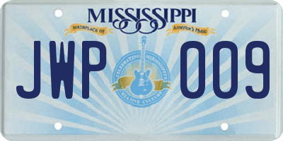 MS license plate JWP009