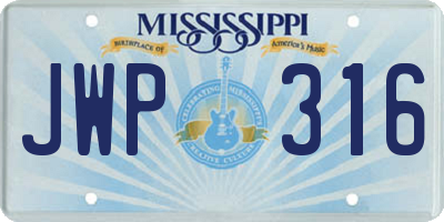MS license plate JWP316