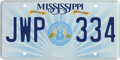 MS license plate JWP334