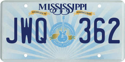 MS license plate JWQ362