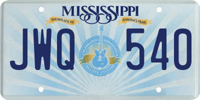 MS license plate JWQ540