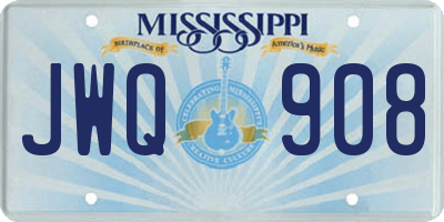 MS license plate JWQ908