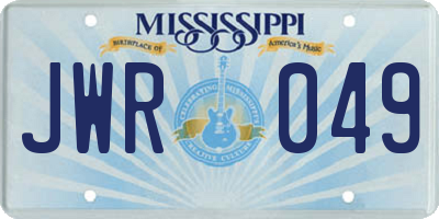 MS license plate JWR049