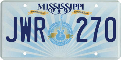 MS license plate JWR270