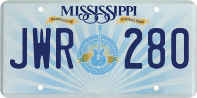 MS license plate JWR280