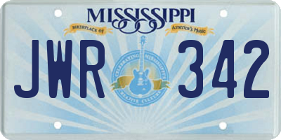 MS license plate JWR342