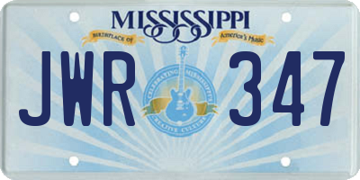 MS license plate JWR347