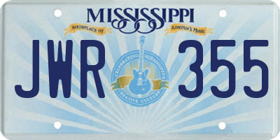 MS license plate JWR355