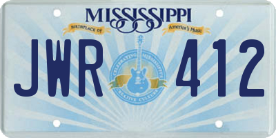 MS license plate JWR412