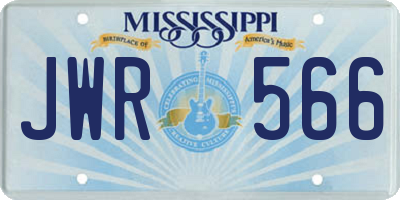 MS license plate JWR566