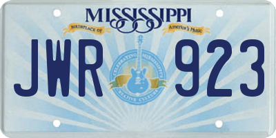 MS license plate JWR923